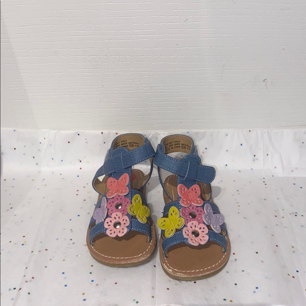 Rachel Shoes Kids Floral and butterfly Sandals - Blue and Multicolor